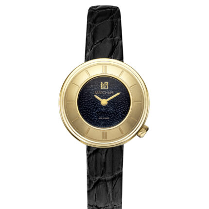 Montre MARCH LA.B Lady Volante Supreme Caviar Quartz Cadran Noir Bracelet Cuir 30MM
