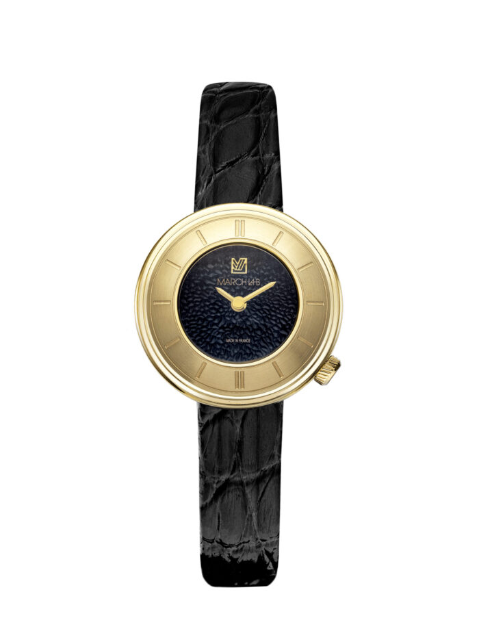 Montre MARCH LA.B Lady Volante Supreme Caviar Quartz Cadran Noir Bracelet Cuir 30MM