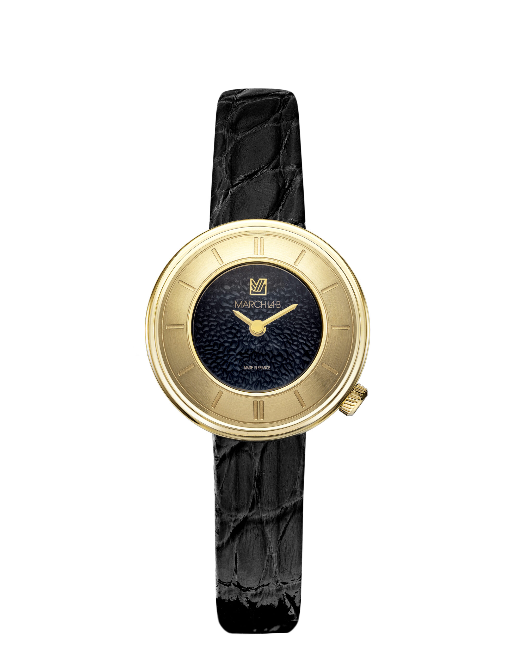 Montre MARCH LA.B Lady Volante Supreme Caviar Quartz Cadran Noir Bracelet Cuir 30MM