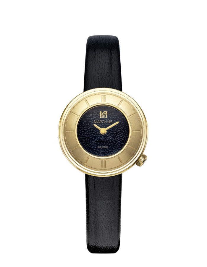 Montre MARCH LA.B Lady Volante Supreme Caviar Quartz Cadran Noir Bracelet Cuir 30MM