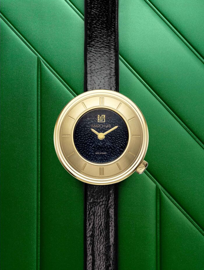 Montre MARCH LA.B Lady Volante Supreme Caviar Quartz Cadran Noir Bracelet Cuir 30MM