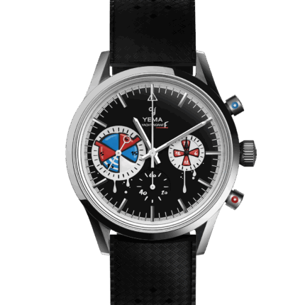 Montre Yema Yachtingraff Seconde / Seconde Cadran Noir Bracelet Caoutchouc 38.5MM