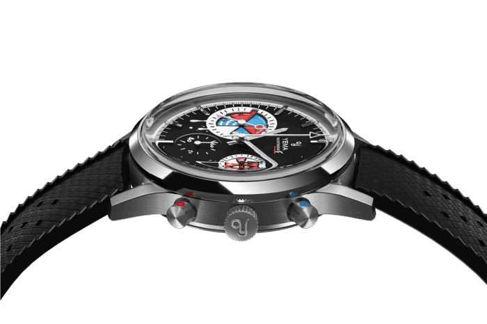 Montre Yema Yachtingraff Seconde / Seconde Cadran Noir Bracelet Caoutchouc 38.5MM