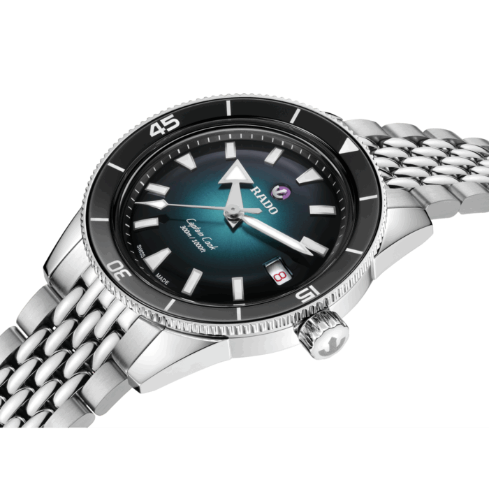 Montre Rado Captain Cook Auto Cadran Noir et Bleu Bracelet Acier 39MM