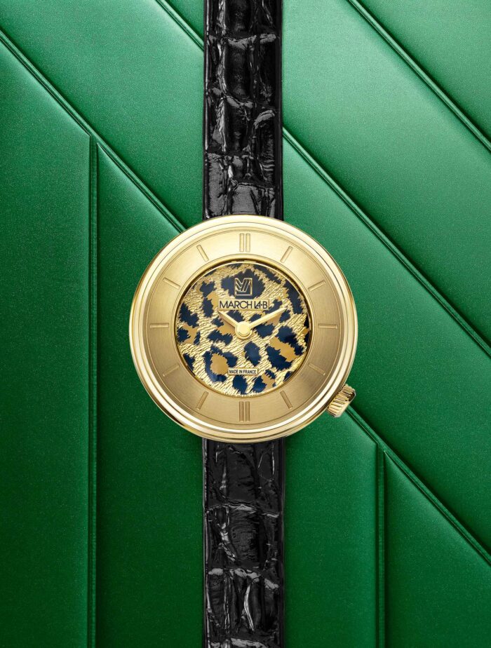 Montre MARCH LA.B Lady Volante Cheetah Quartz Cadran Léopard Nacre Bracelet Cuir 30MM
