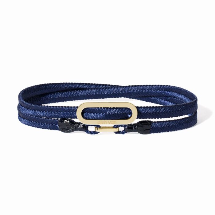 Bracelet Dinh Van Maillon L Cordon Tissé Marine Or Jaune