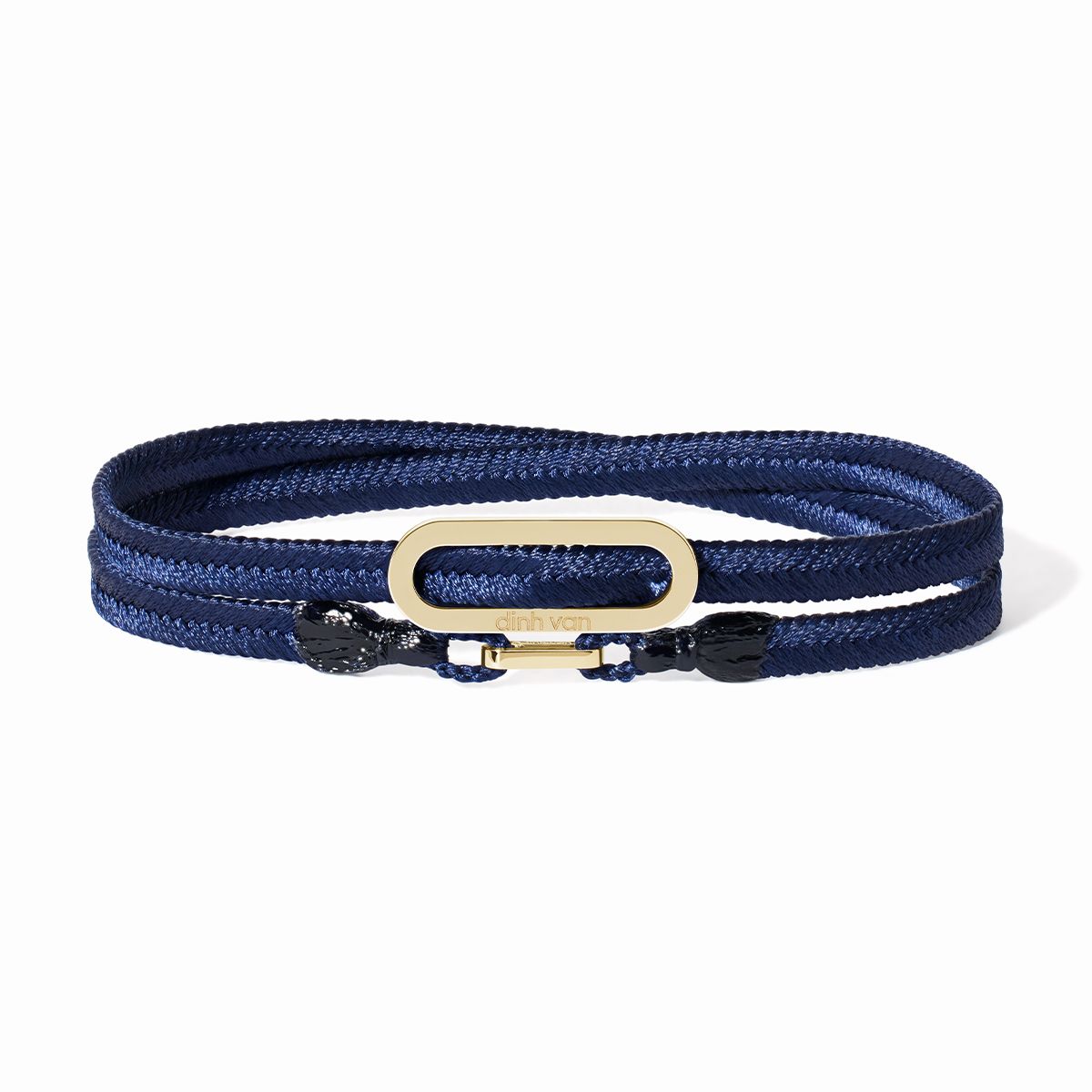 Bracelet Dinh Van Maillon L Cordon Tissé Marine Or Jaune