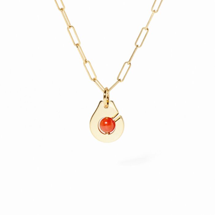 Pendentif Dinh Van Menottes Petit Modèle Corail Or Jaune