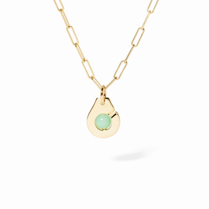 Pendentif Dinh Van Menottes Petit Modèle Chrysoprase Or Jaune