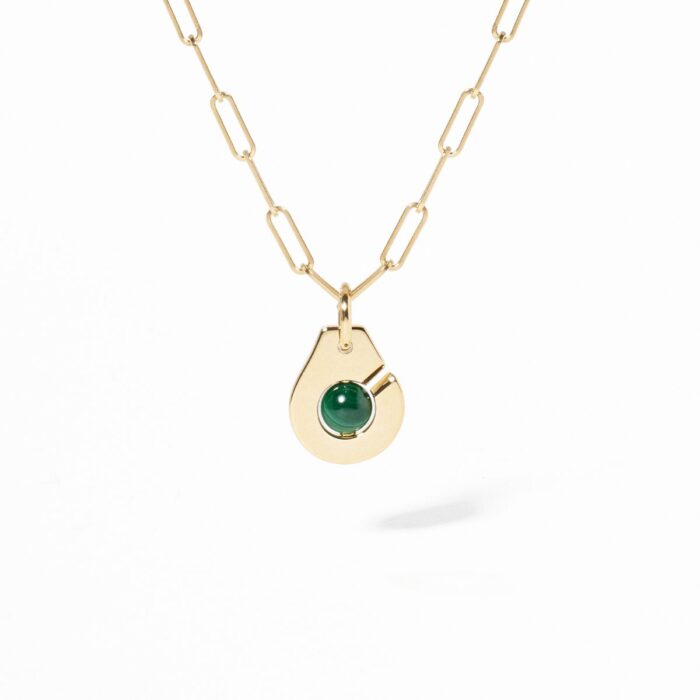 Pendentif Dinh Van Menottes Petit Modèle Malachite Or Jaune