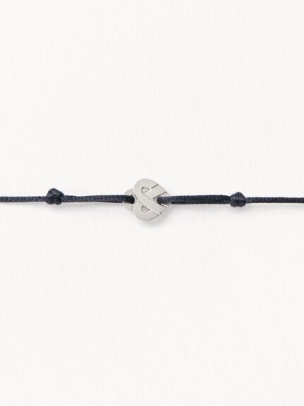 Bracelet Poiray Cœur Entrelacé sur Cordon Titane
