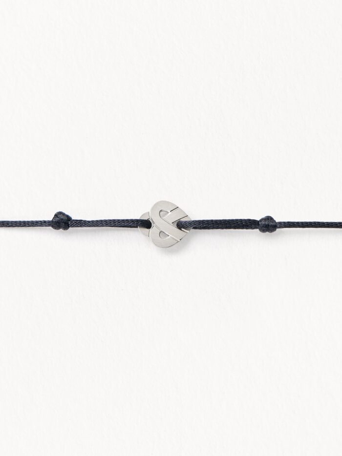 Bracelet Poiray Cœur Entrelacé sur Cordon Titane