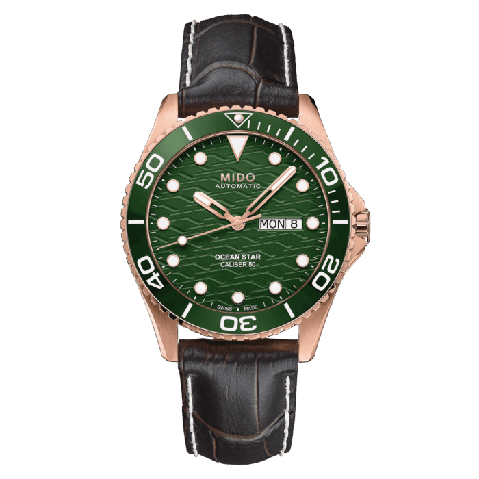 Montre Mido Ocean Star 200C Auto Cadran Vert Bracelet Cuir 42.5MM