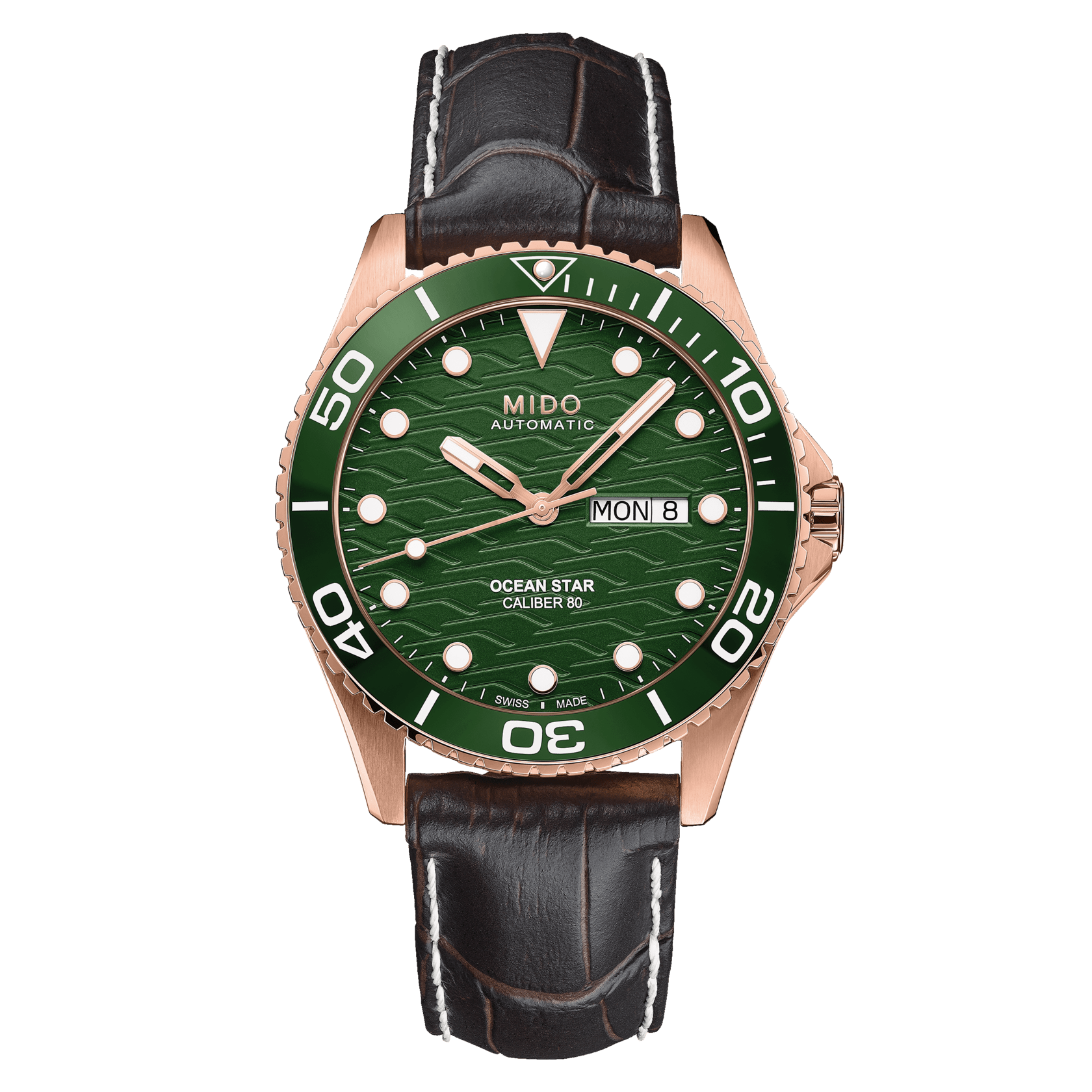 Montre Mido Ocean Star 200C Auto Cadran Vert Bracelet Cuir 42.5MM