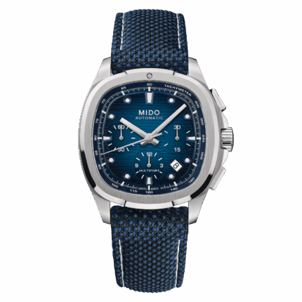 Montre Mido Multifort TV Chronograph Auto Cadran Bleu Bracelet Acier + Textile 42MM