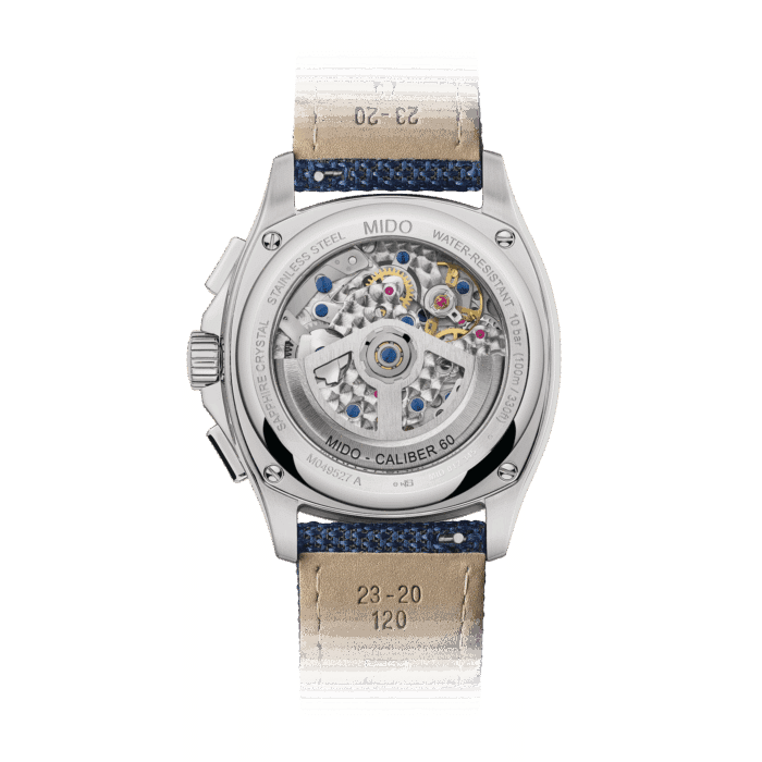 Montre Mido Multifort TV Chronograph Auto Cadran Bleu Bracelet Acier + Textile 42MM