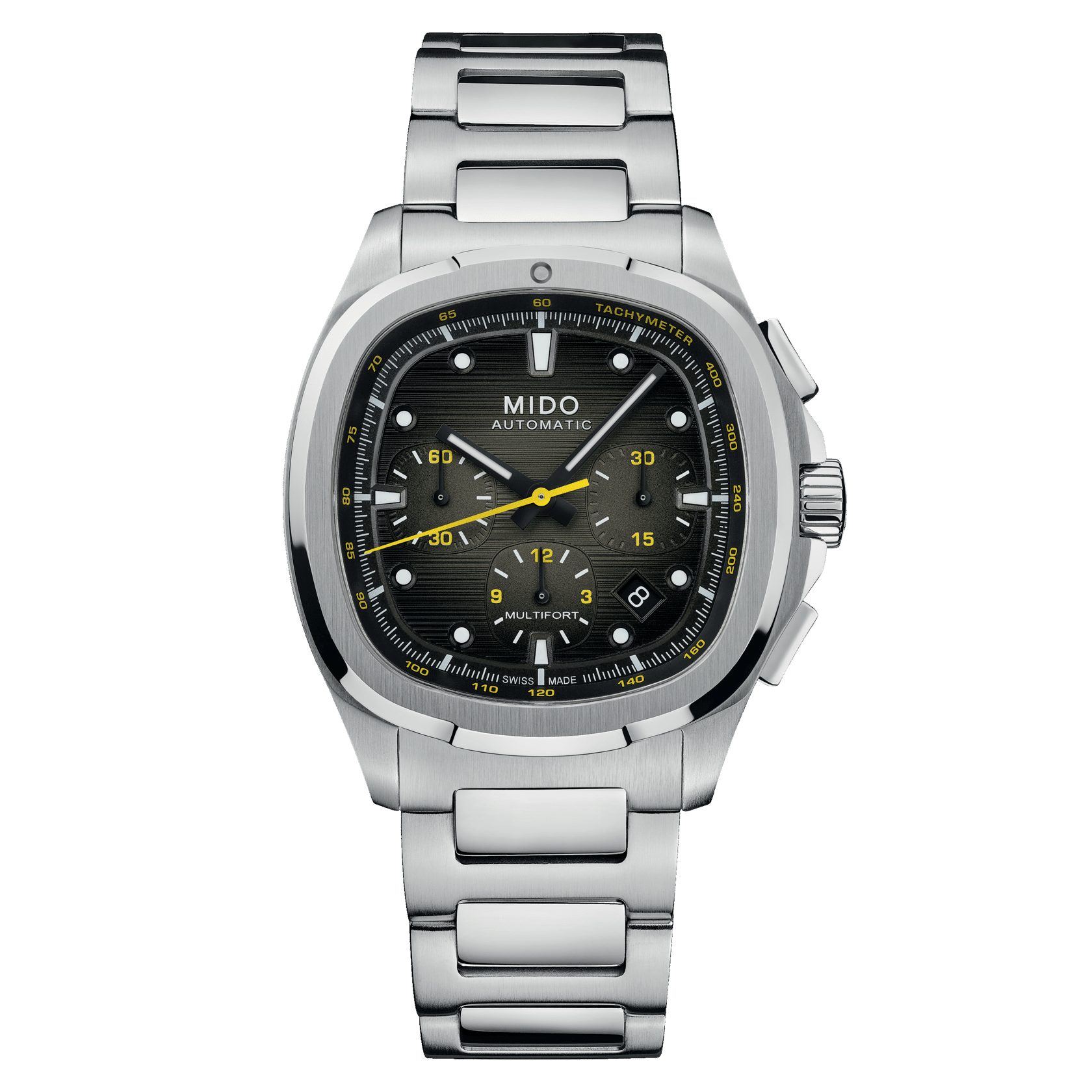 Montre Mido Multifort TV Chronograph Auto Cadran Noir Bracelet Acier + Textile 42MM