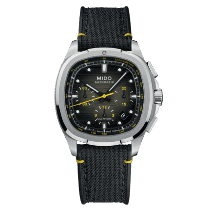 Montre Mido Multifort TV Chronograph Auto Cadran Noir Bracelet Acier + Textile 42MM