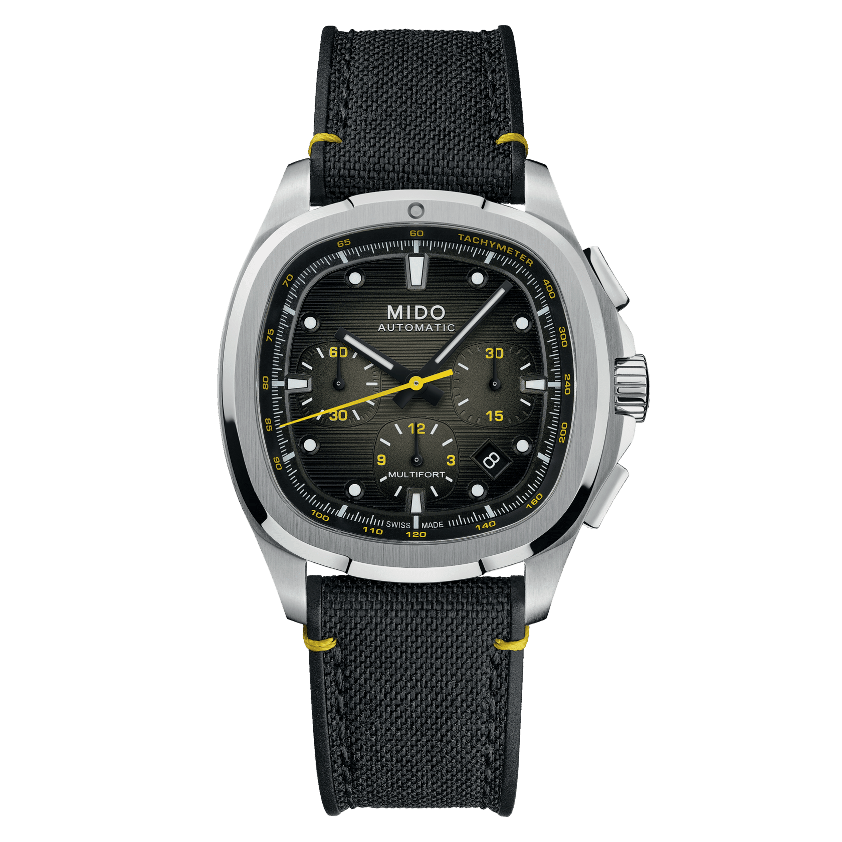 Montre Mido Multifort TV Chronograph Auto Cadran Noir Bracelet Acier + Textile 42MM