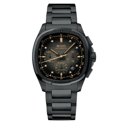 Montre Mido Multifort TV Chronograph Auto Cadran Noir Bracelet Acier + Cuir 42MM