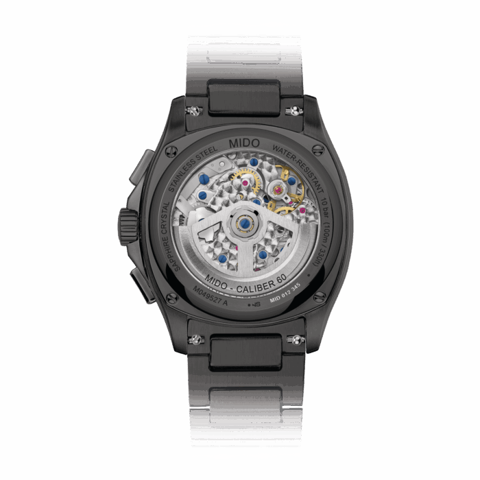 Montre Mido Multifort TV Chronograph Auto Cadran Noir Bracelet Acier + Cuir 42MM