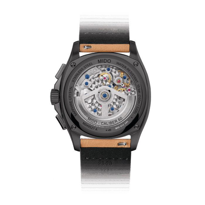 Montre Mido Multifort TV Chronograph Auto Cadran Noir Bracelet Acier + Cuir 42MM