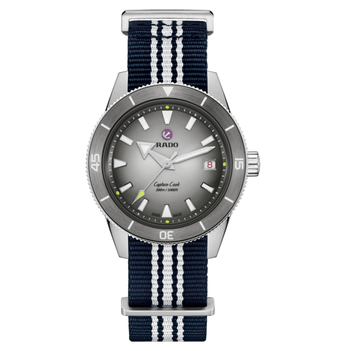 Montre Rado Captain Cook x Tennis Limited Auto Cadran Gris Noir Bracelet Acier + Tissu 39MM