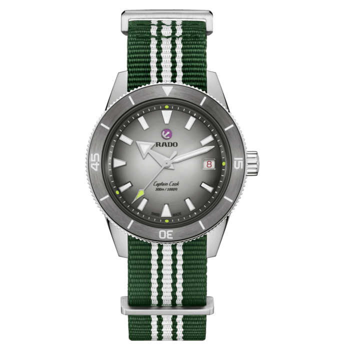 Montre Rado Captain Cook x Tennis Limited Auto Cadran Gris Noir Bracelet Acier + Tissu 39MM