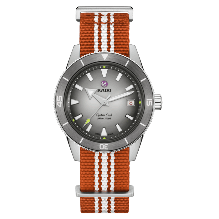 Montre Rado Captain Cook x Tennis Limited Auto Cadran Gris Noir Bracelet Acier + Tissu 39MM