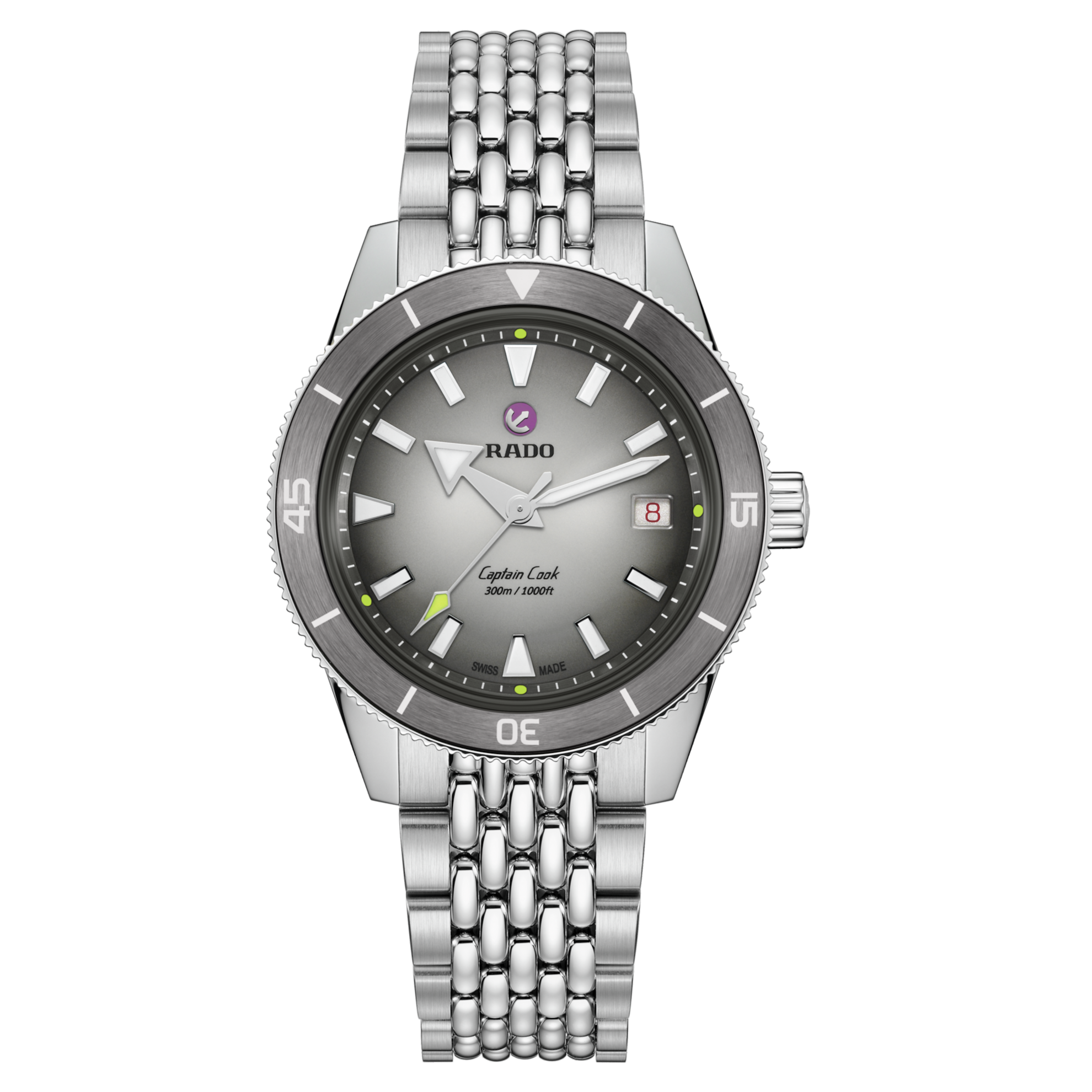 Montre Rado Captain Cook x Tennis Limited Auto Cadran Gris Noir Bracelet Acier + Tissu 39MM