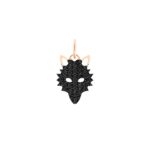 Pendentif Ginette NY Black Diamond Wolf Charm Or Rose