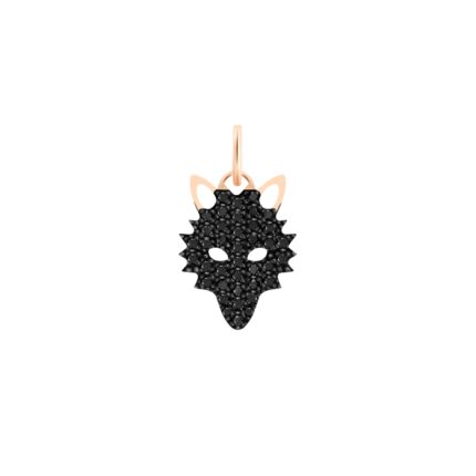 Pendentif Ginette NY Black Diamond Wolf Charm Or Rose