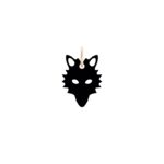 Pendentif Ginette NY Mini Onyx Wolf Charm Or Rose