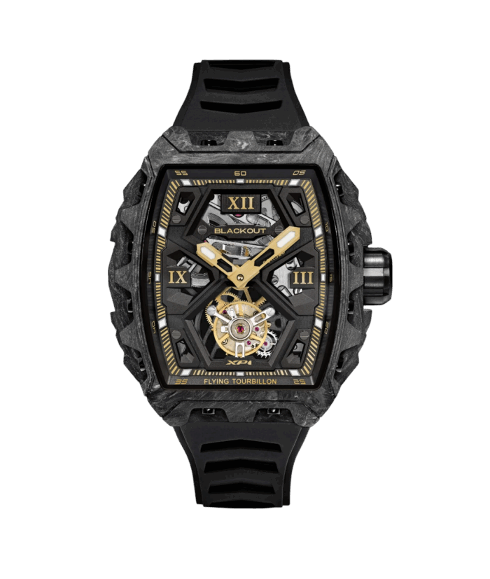 Montre Blackout Watches XP1 Tourbillon LT Centurion Bracelet Caoutchouc 44MM