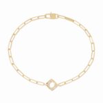 Bracelet Dinh Van Le Cube Le Pavé Petit Modèle sur Chaîne Or Jaune