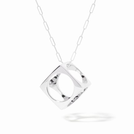 Pendentif Dinh Van Le Pavé Grand Modèle sur Chaîne Argent