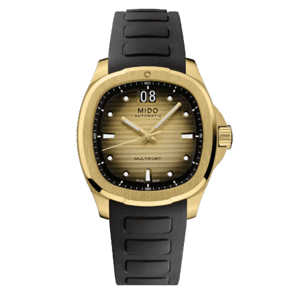 Montre Mido Multifort TV Big Date Auto Cadran Noir Champagne Bracelet Acier + Caoutchouc 40MM