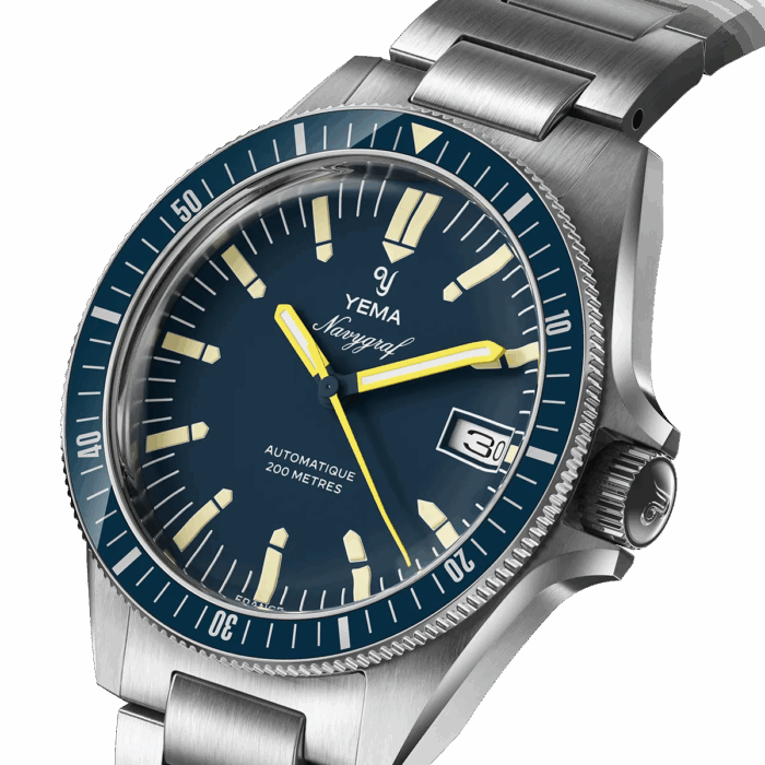 Montre Yema Navygraf Heritage Auto Cadran Bleu 39MM Montre Yema Navygraf Heritage Auto Cadran Bleu 39MM