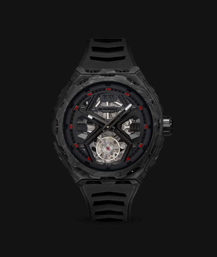 Montre Blackout Watches XPE Tourbillon Black Red Bracelet Caoutchouc 42.5MM Montre Blackout Watches XPE Tourbillon Black Red Bracelet Caoutchouc 42.5MM