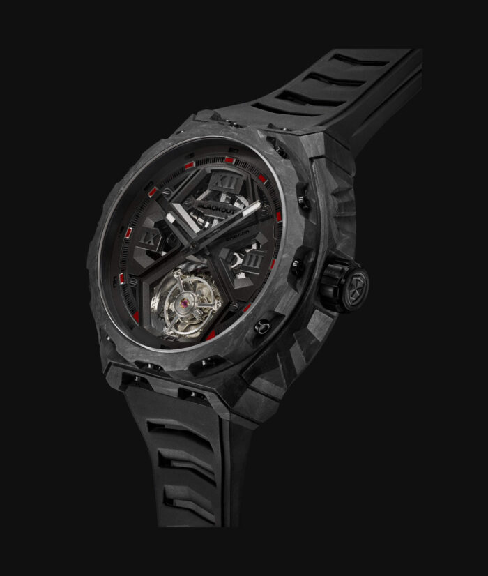 Montre Blackout Watches XPE Tourbillon Black Red Bracelet Caoutchouc 42.5MM Montre Blackout Watches XPE Tourbillon Black Red Bracelet Caoutchouc 42.5MM