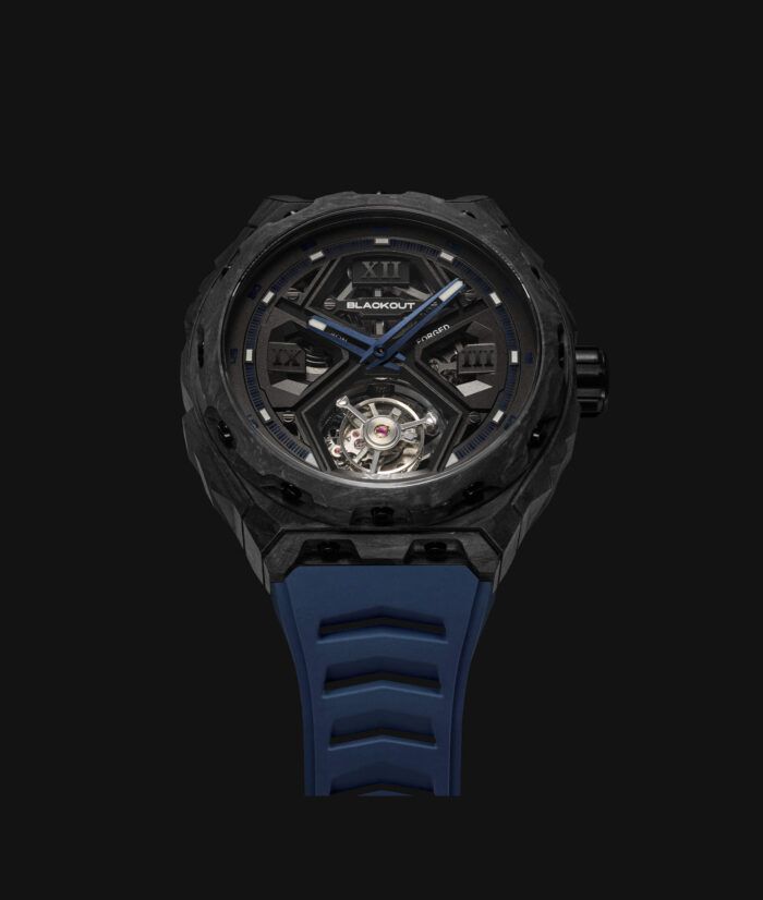 Montre Blackout Watches XPE Tourbillon Black Blue Bracelet Caoutchouc 42.5MM Montre Blackout Watches XPE Tourbillon Black Blue Bracelet Caoutchouc 42.5MM