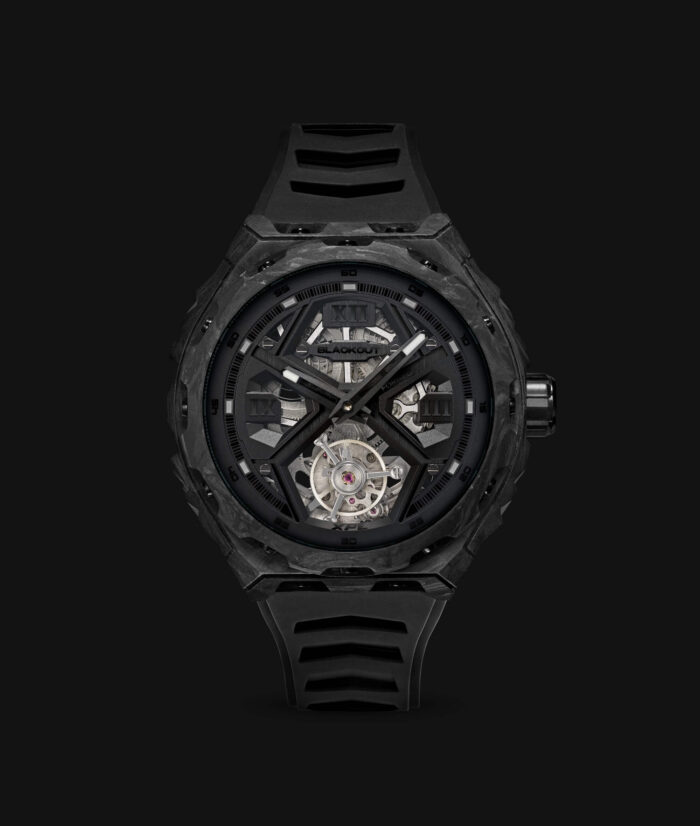 Montre Blackout Watches XPE Tourbillon UltraBlack Bracelet Caoutchouc 42.5MM Montre Blackout Watches XPE Tourbillon UltraBlack Bracelet Caoutchouc 42.5MM