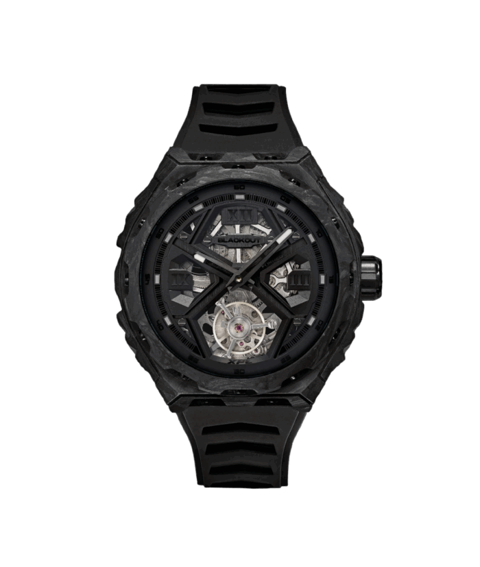 Montre Blackout Watches XPE Tourbillon UltraBlack Bracelet Caoutchouc 42.5MM