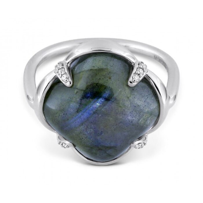 Bague Morganne Bello Songe Labradorite et Diamants Or Blanc Bague Morganne Bello Songe Labradorite et Diamants Or Blanc