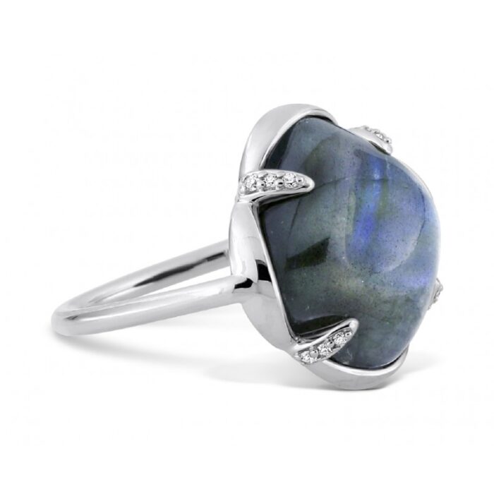 bague-labradorite-diamants-or-blanc Bague Morganne Bello Songe Labradorite et Diamants Or Blanc