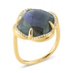 Bague Morganne Bello Songe Labradorite et Entourage Diamants Or Jaune