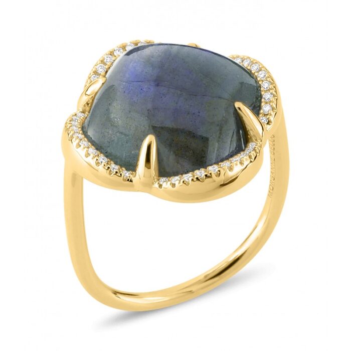 Bague Morganne Bello Songe Labradorite et Entourage Diamants Or Jaune