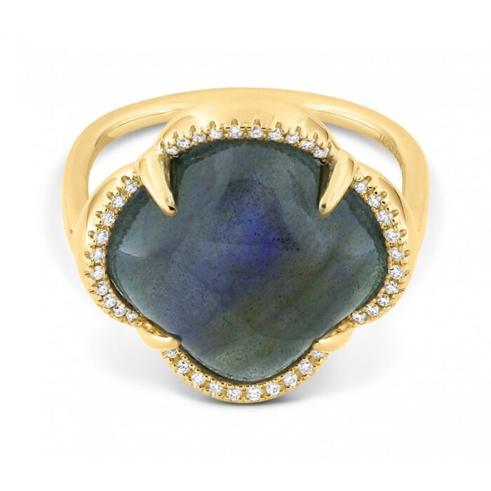 Bague Morganne Bello Songe Labradorite et Entourage Diamants Or Jaune Bague Morganne Bello Songe Labradorite et Entourage Diamants Or Jaune