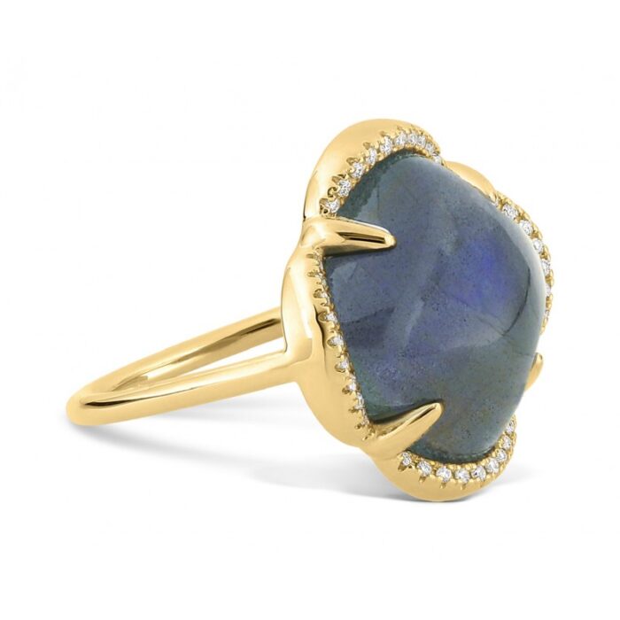 Bague Morganne Bello Songe Labradorite et Entourage Diamants Or Jaune Bague Morganne Bello Songe Labradorite et Entourage Diamants Or Jaune