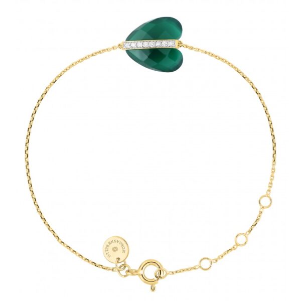 Bracelet Morganne Bello Infinite Love Agate Verte sur Chaine Diamants Or Jaune